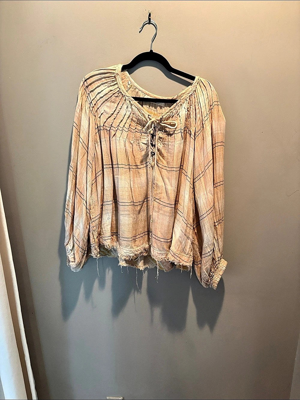 We The Free Striped Blouse in peach & Blue Size Small